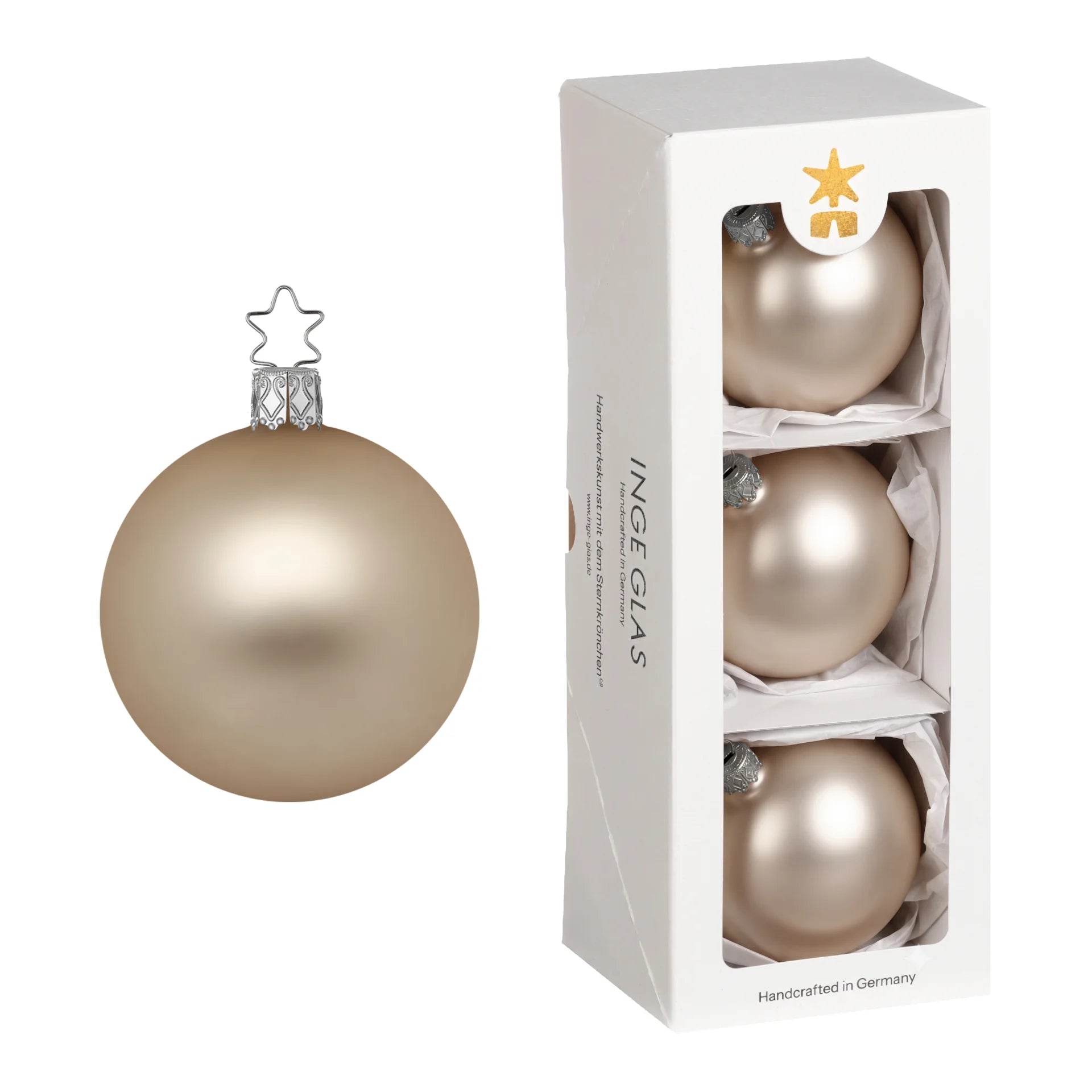 inge-glas-christbaumkugel-steinbock-matt-8-cm-creme-beige image 1