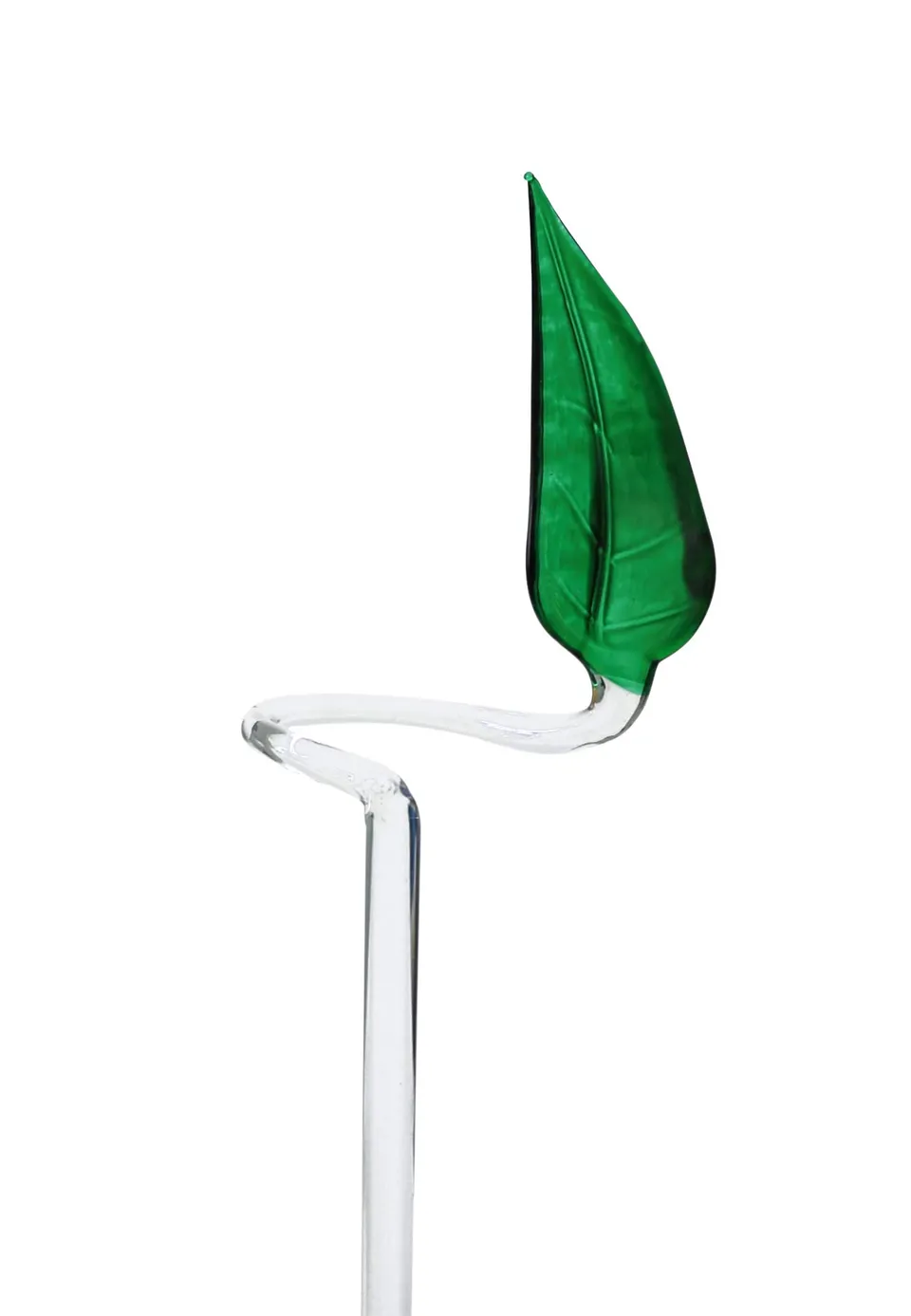 lauschaer-glas-orchideenstab-blumenstab-mit-blatt-gr-n-3x-59cm-handgeformt image 1