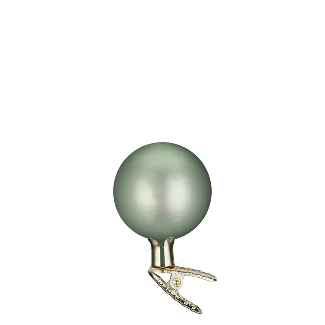 inge-glas-kugeln-auf-clip-salbei-matt-6-cm-glas-baumclip image 1