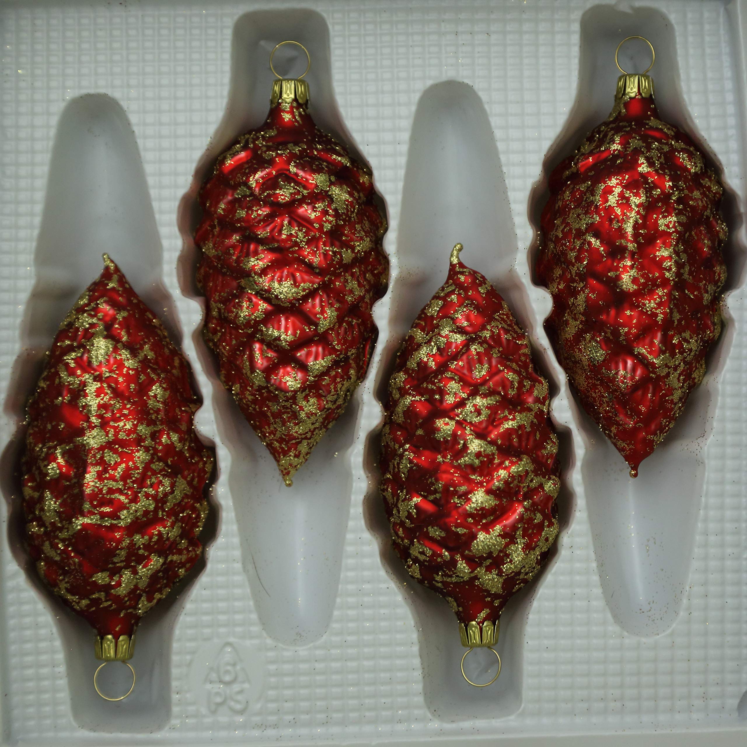 lauschaer-glas-christbaumschmuck-tannenzapfen-rot-matt-mit-dekor image 2