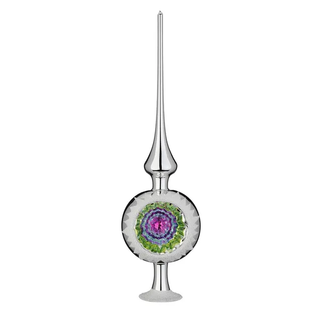 inge-glas-ornament-reflex-baumspitze-10-x-36-cm-silber-glanz image 1