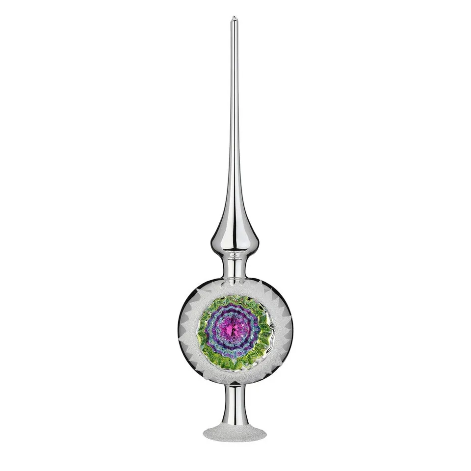 inge-glas-ornament-reflex-baumspitze-10-x-36-cm-silber-glanz image 1