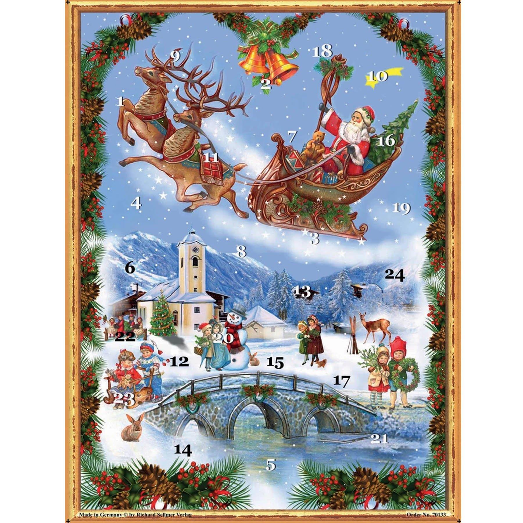 sellmer-verlag-adventskalender-weihnachtsmann-im-schlitten-gro-format-hochformat image 1