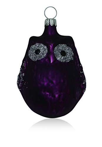 lauschaer-glas-kleine-eule-lila-matt-5-5-cm-christbaumschmuck image 2