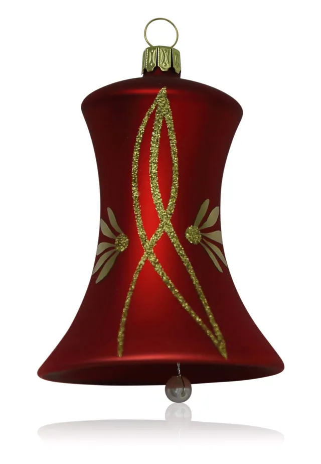 lauschaer-glas-christbaumschmuck-glocken-rot-matt-mit-ranken-2-st-ck-7cm image 1