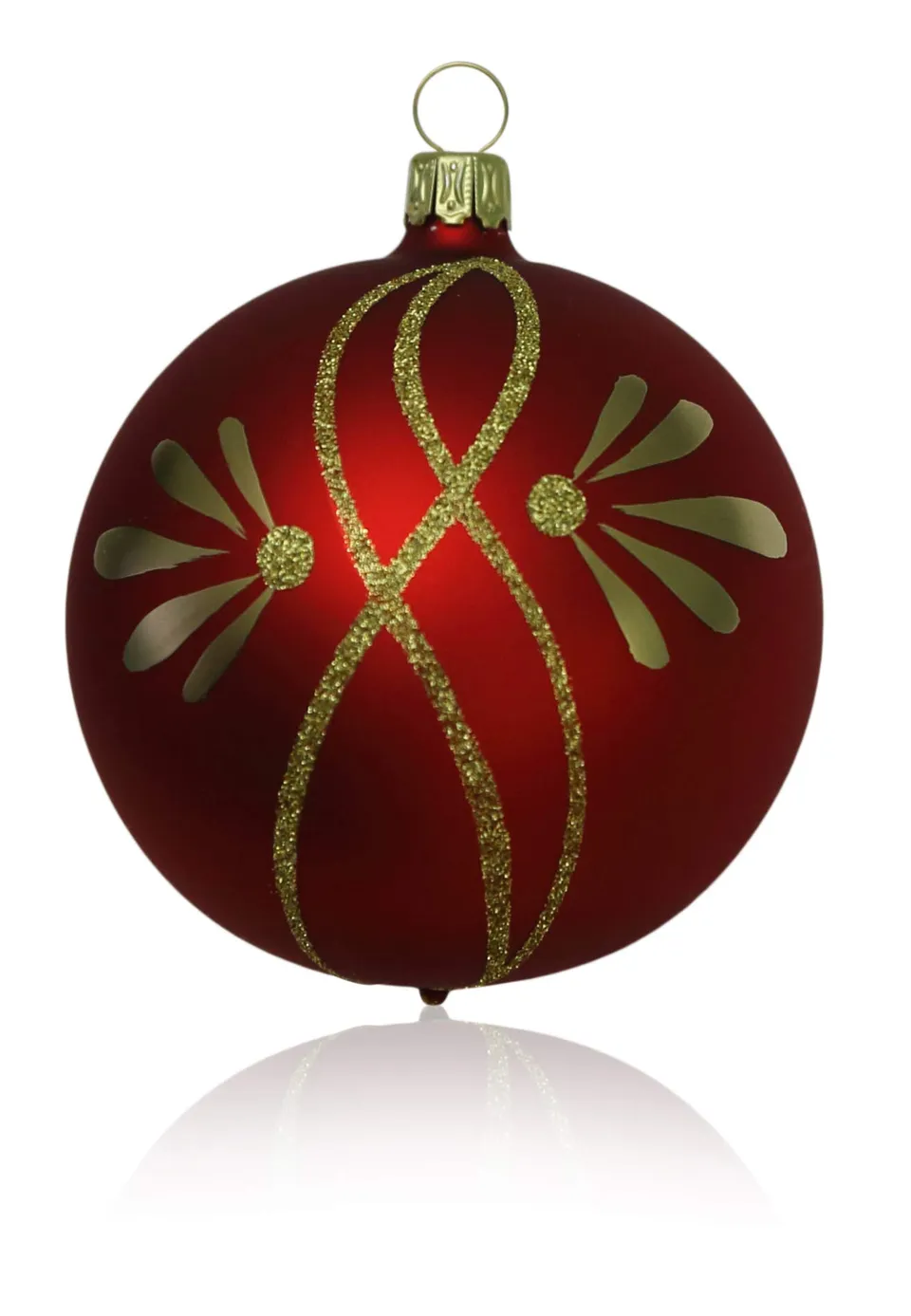 lauschaer-glas-christbaumkugeln-rot-matt-mit-ranken-5-st-ck-6cm image 1