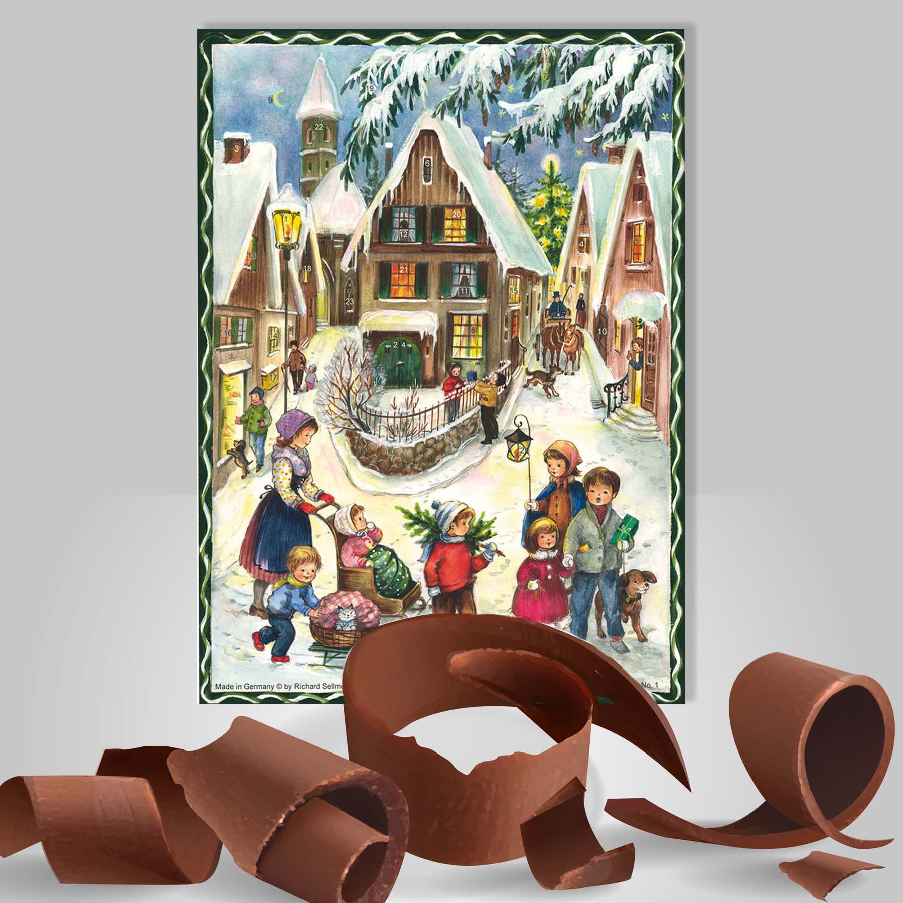 sellmer-verlag-schoko-adventskalender-weihnachten-im-dorf-papier-adventskalender image 2