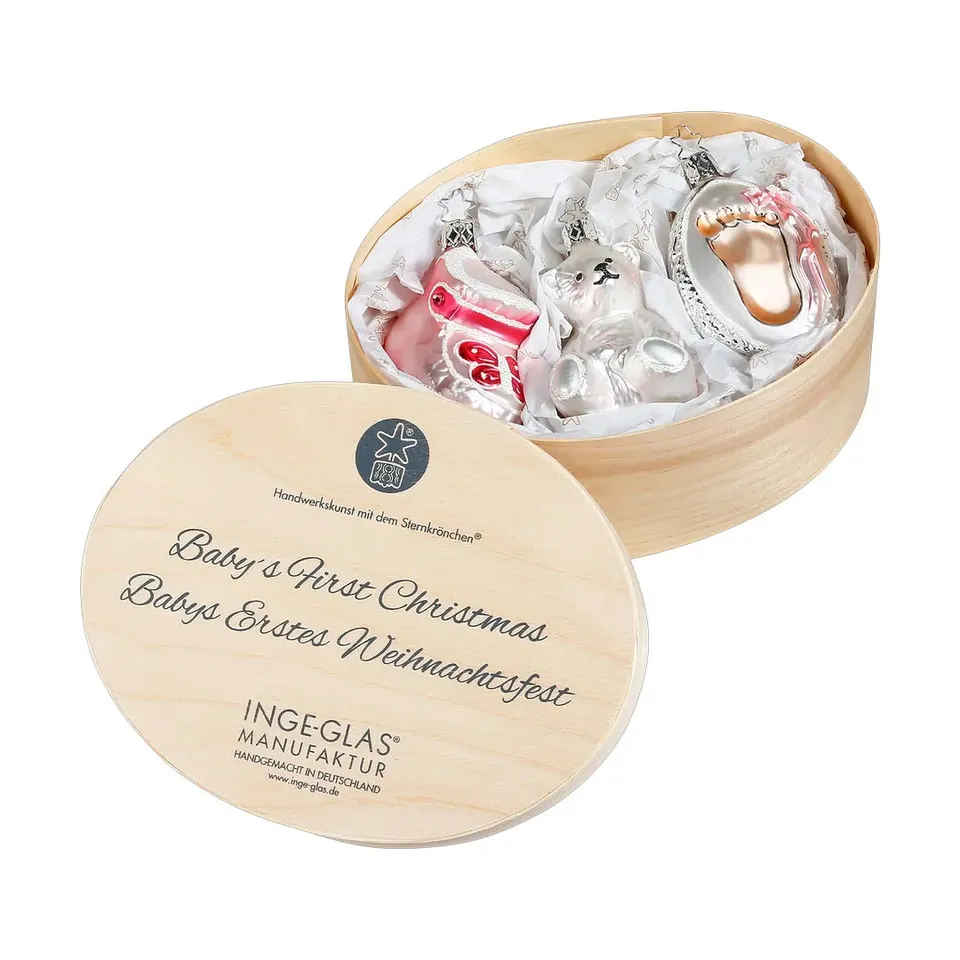 inge-glas-willkommen-baby-rosa-christbaumschmuck-8-cm-3-stk image 1