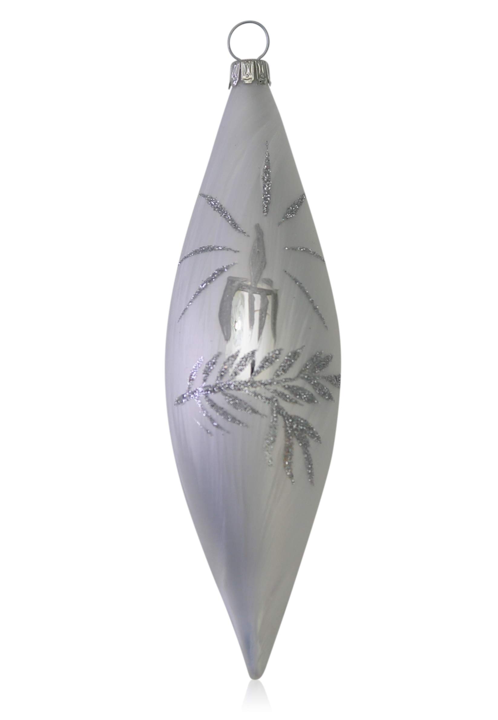 lauschaer-glas-christbaumschmuck-oliven-eislack-wei-mit-kerze-4-st-ck image 1