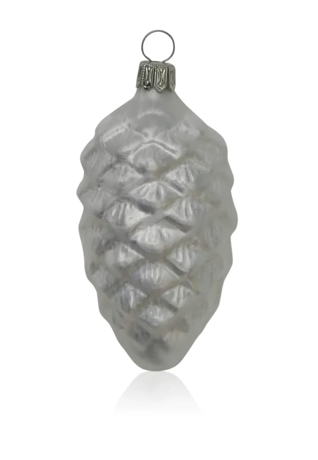 lauschaer-glas-christbaumschmuck-tannenzapfen-eislack-wei-4-st-ck-mundgeblasener image 1