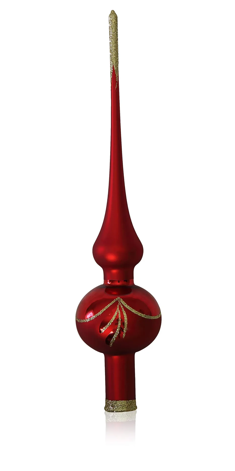 lauschaer-glas-christbaumspitze-rot-glanz-matt-6-cm image 1