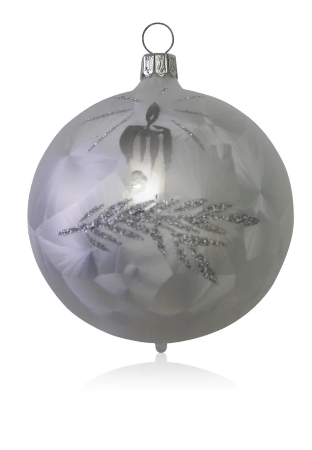 lauschaer-glas-christbaumkugeln-eislack-wei-mit-kerze-5-st-ck-5-cm-mundgeblasen image 1