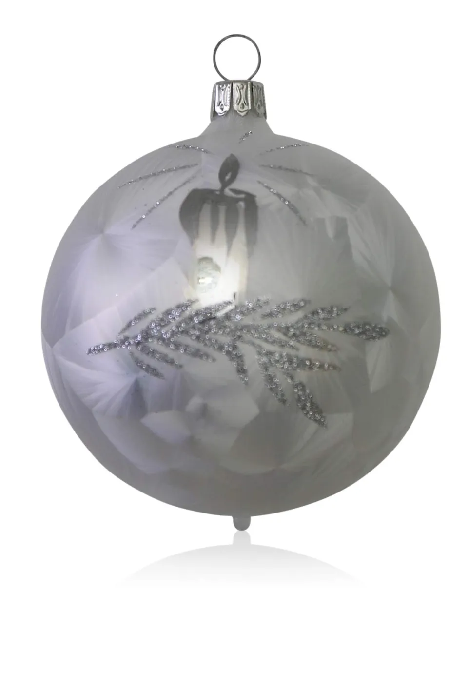 lauschaer-glas-christbaumkugeln-eislack-wei-mit-kerze-5-st-ck-5-cm-mundgeblasen image 1