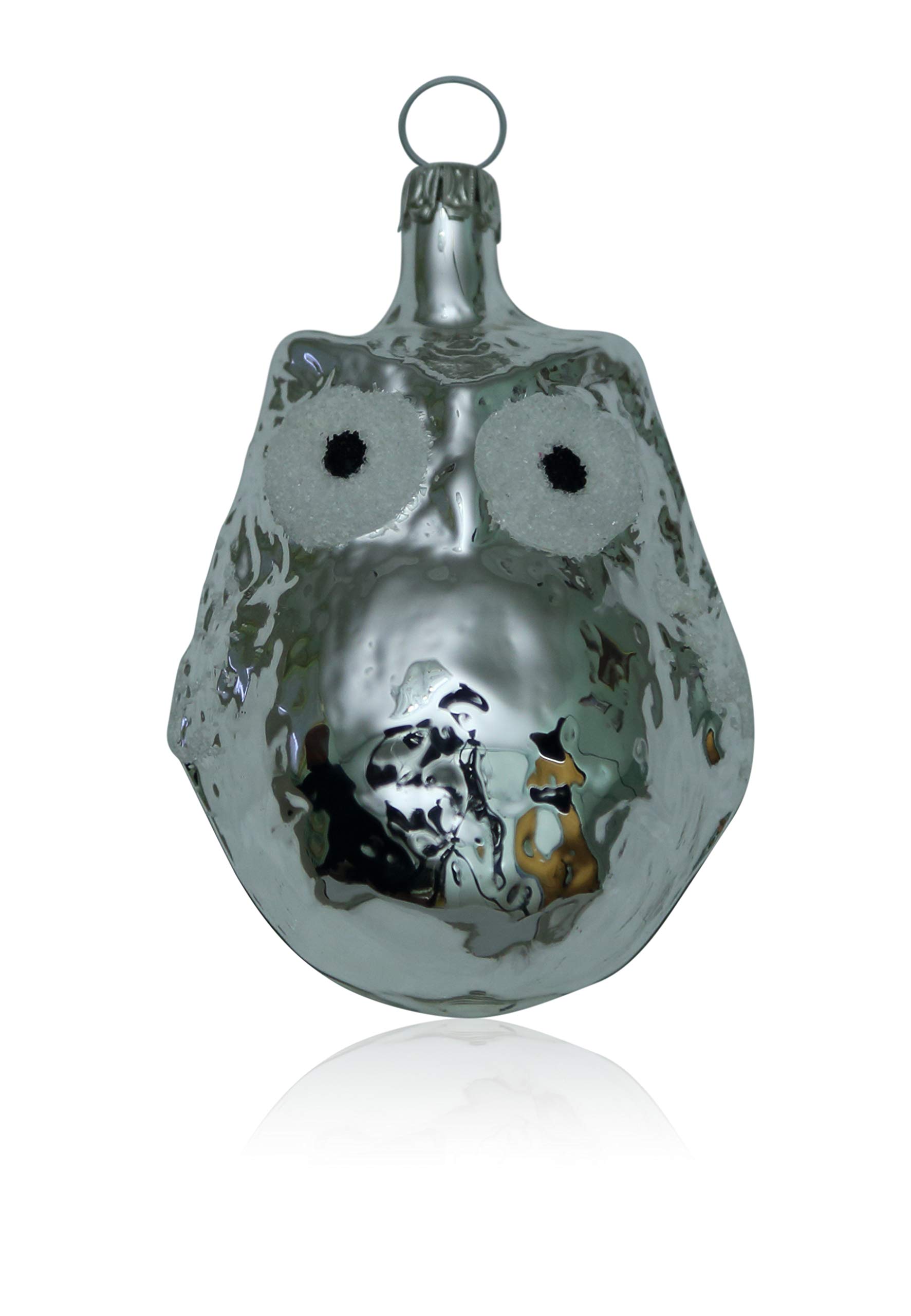lauschaer-glas-eule-silber-christbaumschmuck-mundgeblasen image 1