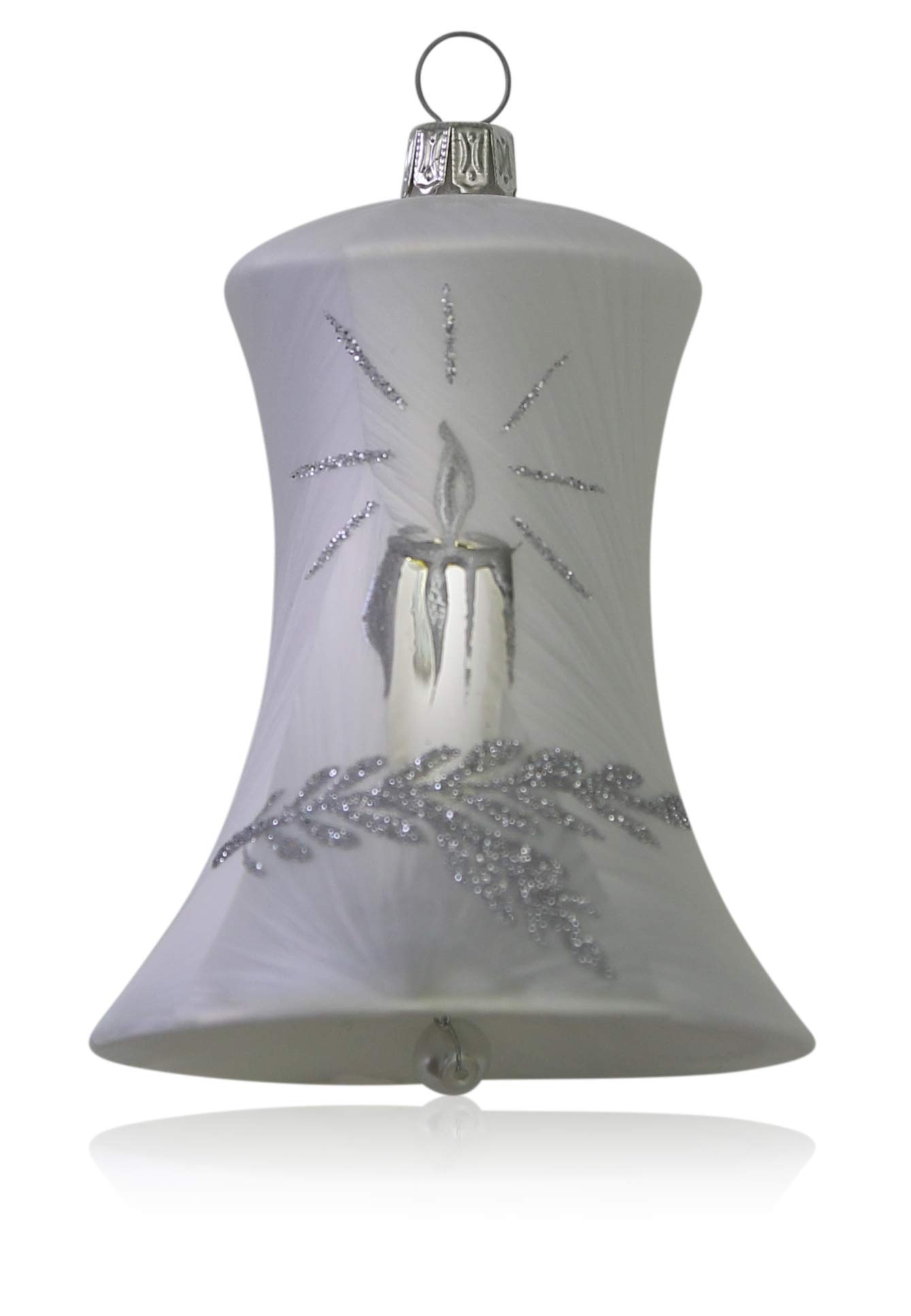 lauschaer-glas-christbaumschmuck-glocken-wei-eislack-7cm-2-st-ck image 1