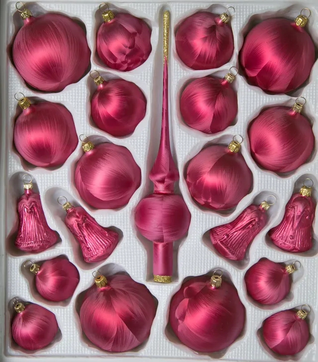 lauschaer-glas-sortiment-mit-formglocken-eislack-beere-21-teile-christbaumschmuc image 1