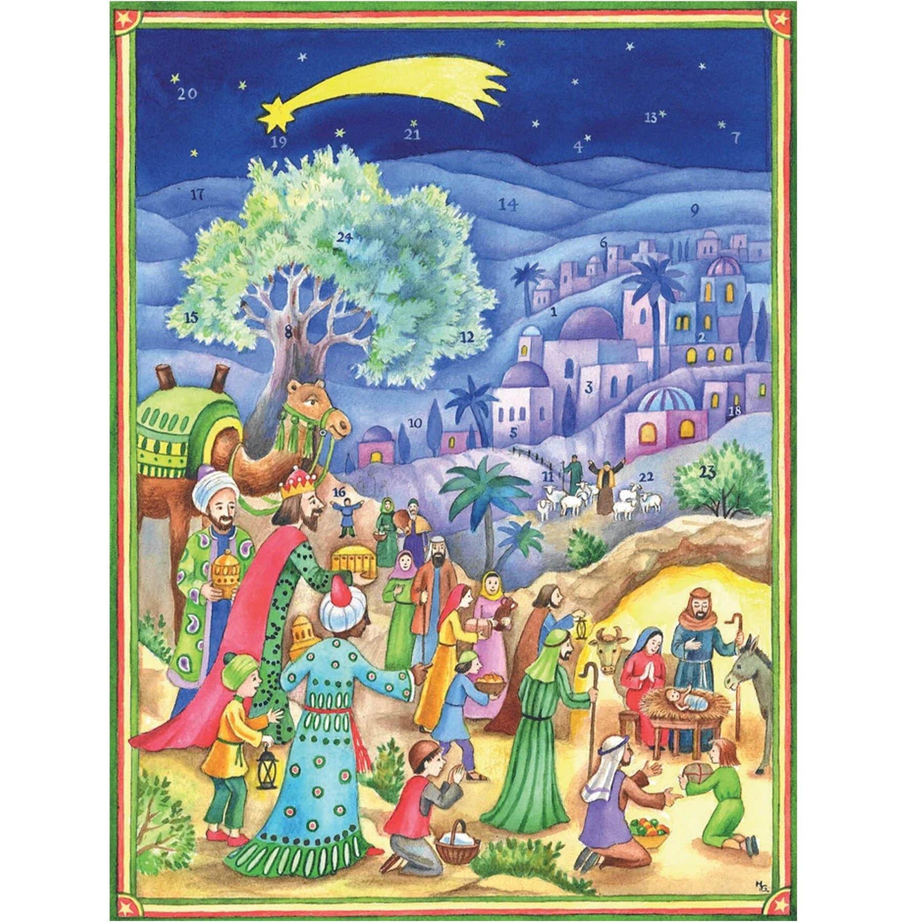 sellmer-verlag-adventskalender-besuch-an-der-krippe-religi-ser-papier-adventskal image 1