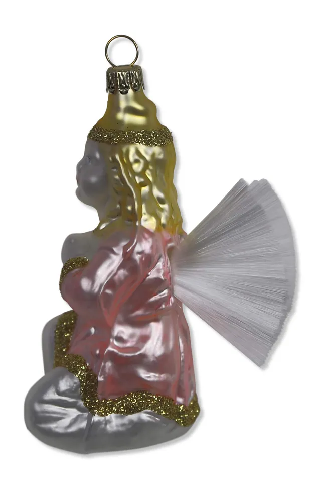 lauschaer-glas-engel-knieend-rosa-mundgeblasen image 1