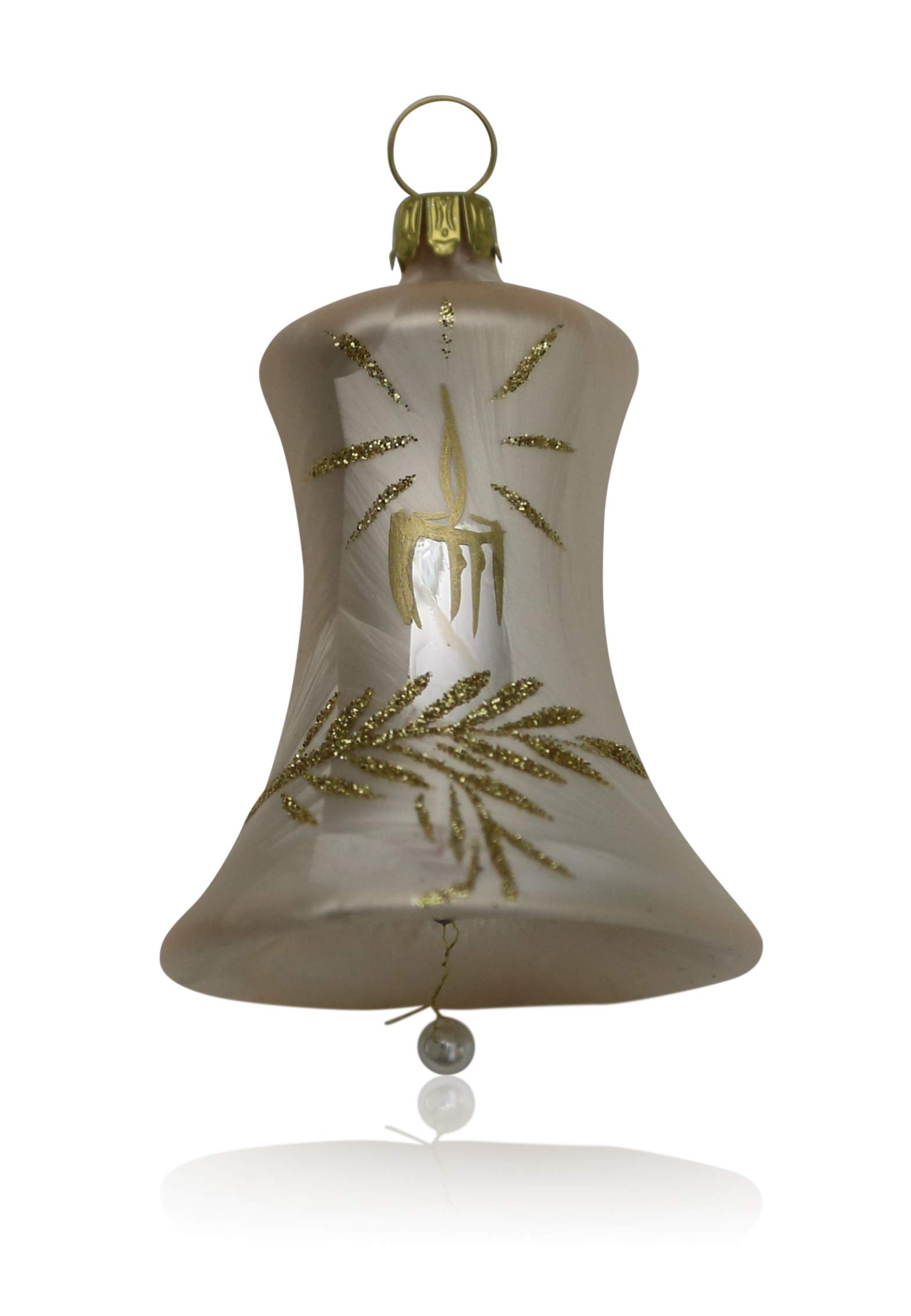 lauschaer-glas-christbaumschmuck-glocken-klein-eislack-champagner-mit-kerze-3-st image 1
