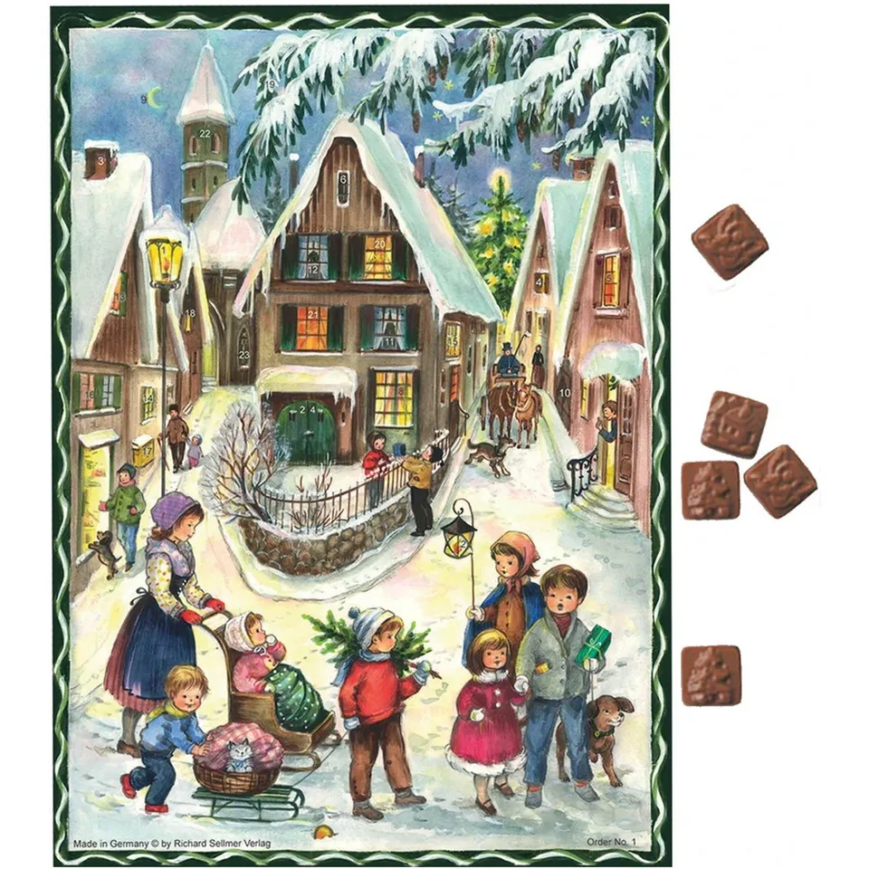 sellmer-verlag-schoko-adventskalender-weihnachten-im-dorf-papier-adventskalender image 1