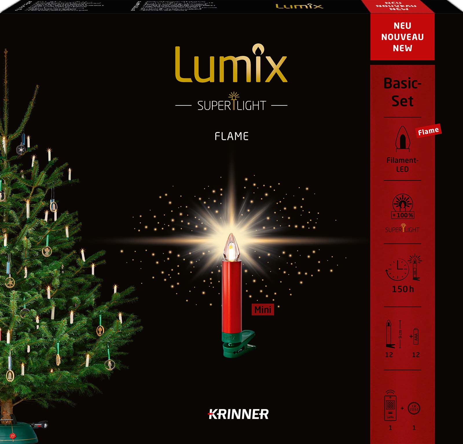 krinner-lumix-superlight-flame-mini-metallic-rot-basis-led-kerze image 1