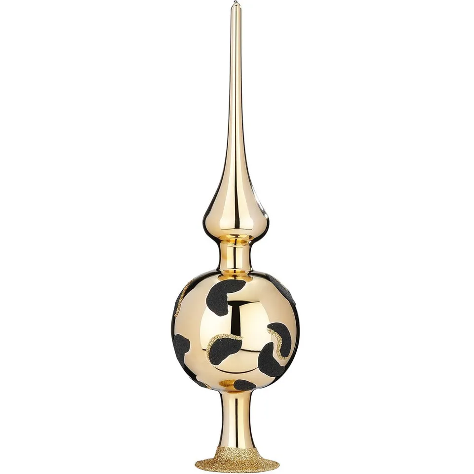 inge-glas-leopard-christbaumspitze-7-x-25-cm-brokat-glanz image 1