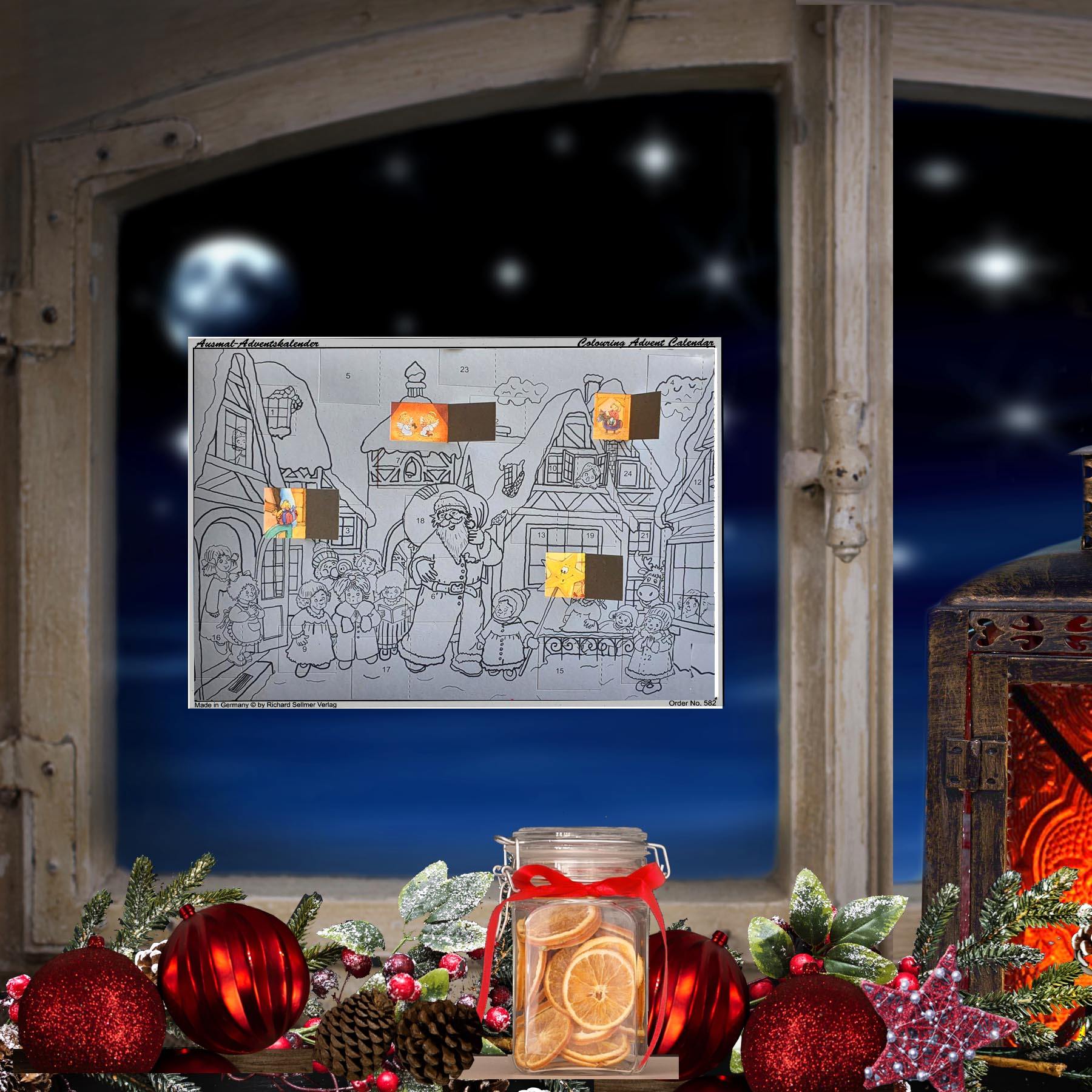 sellmer-verlag-ausmal-adventskalender-der-weihnachtsmann-kommt-in-die-stadt-a4-q image 2