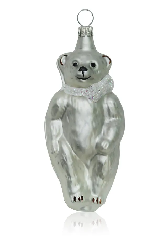 lauschaer-glas-christbaumschmuck-gro-er-b-r-wei-matt-mundgeblasen-handdekoriert image 1