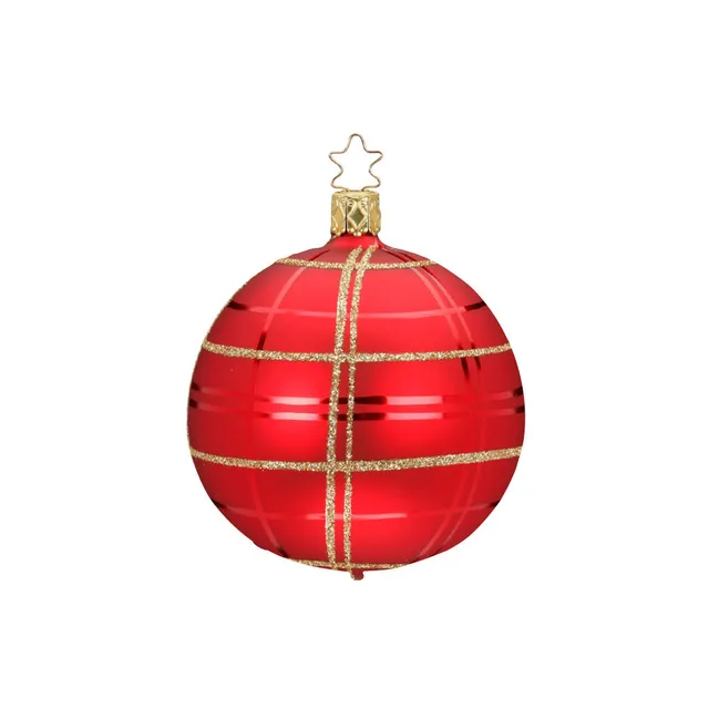 inge-glas-klassisches-karo-christbaumkugel-6-cm-rot image 1