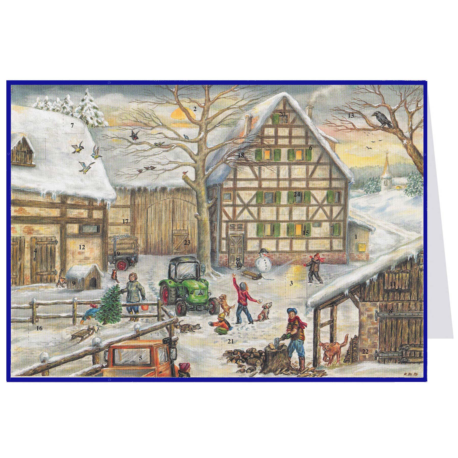 sellmer-verlag-postkarten-adventskalender-winter-auf-dem-bauernhof-a6-querformat image 1