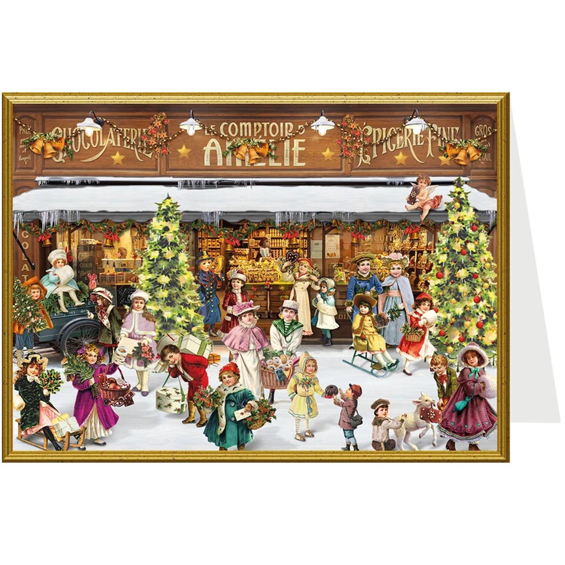 sellmer-verlag-weihnachtskarte-viktorianischer-laden-b6-mit-umschlag image 1