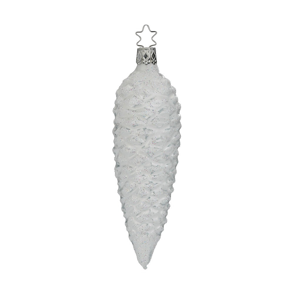 inge-glas-glitzernder-zapfen-glas-tannenzapfen-13-5-cm-wei image 1