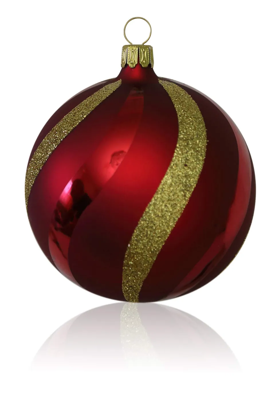 lauschaer-glas-christbaumkugeln-dunkelrot-matt-mit-dekor-5-st-ck-6-cm image 1