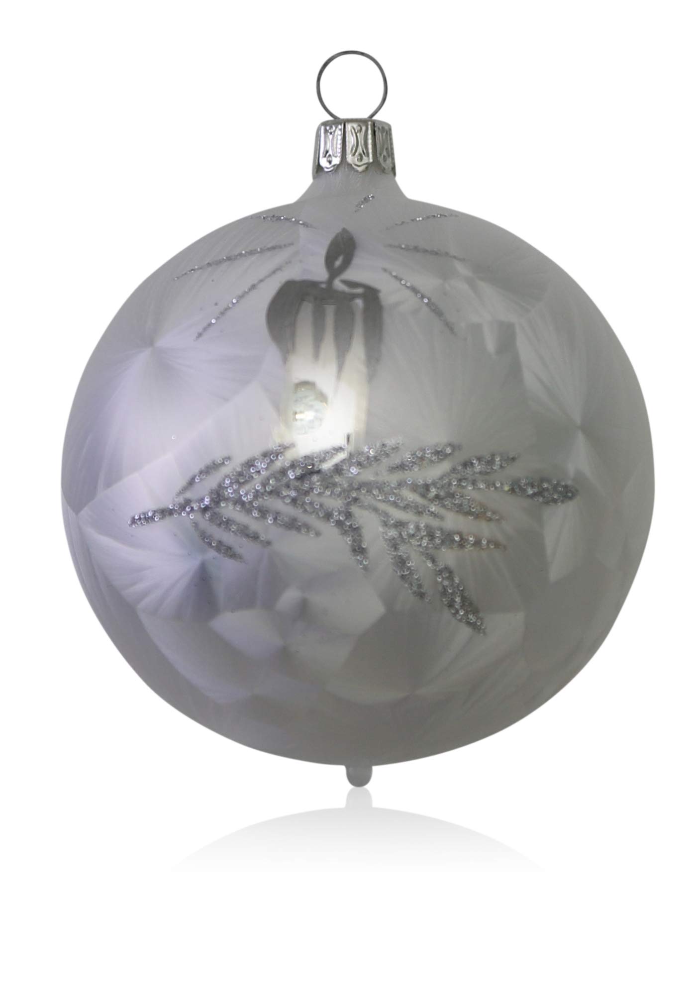 lauschaer-glas-christbaumkugeln-eislack-wei-mit-kerze-5-st-ck-5-cm-mundgeblasen image 1