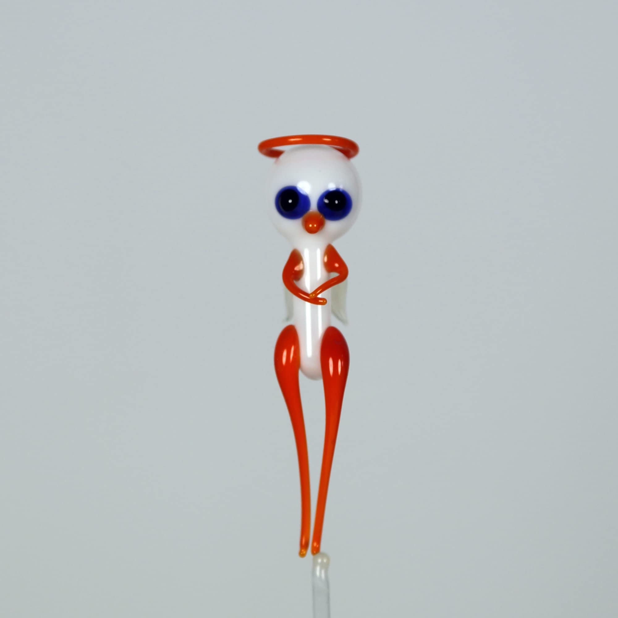 lauschaer-glas-flaschenengel-wasserengel-wei-orange-mundgeblasen image 1