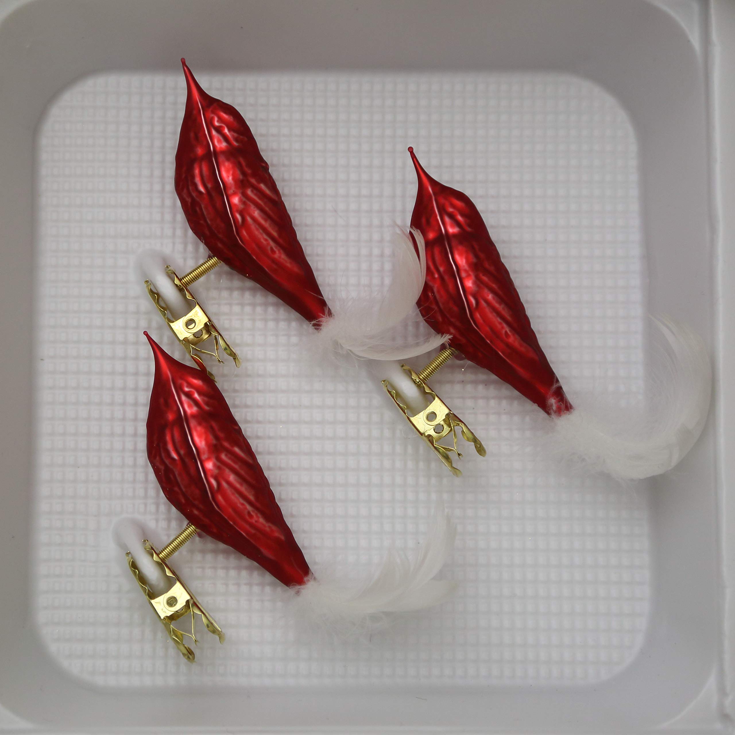 lauschaer-glas-christbaumschmuck-v-gel-federschwanz-rot-matt-3-st-ck image 2