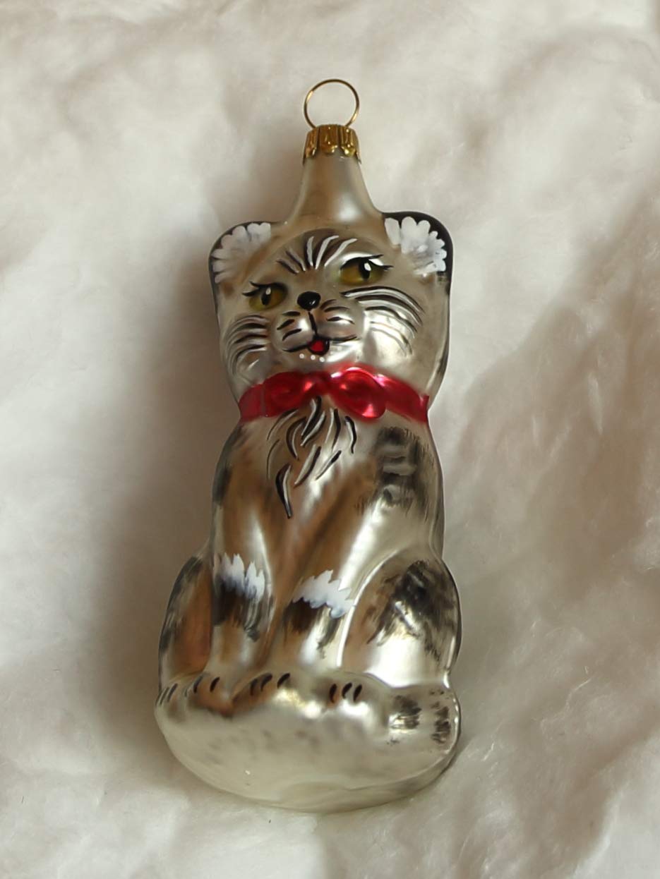 lauschaer-glas-gro-e-katze-wei-matt-grau-schwarz image 1