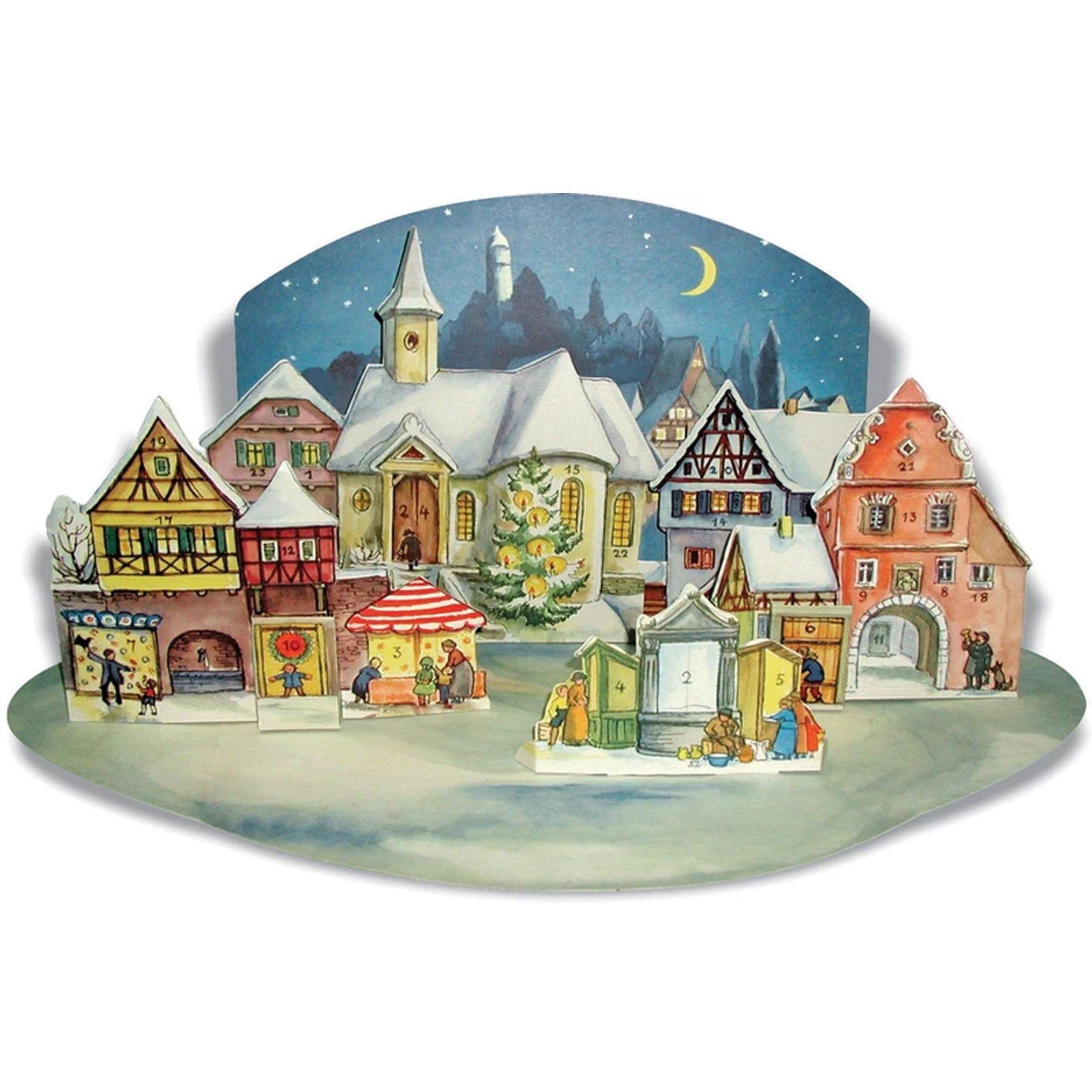 sellmer-verlag-aufstell-adventskalender-kleine-stadt-im-mondschein-1955 image 1
