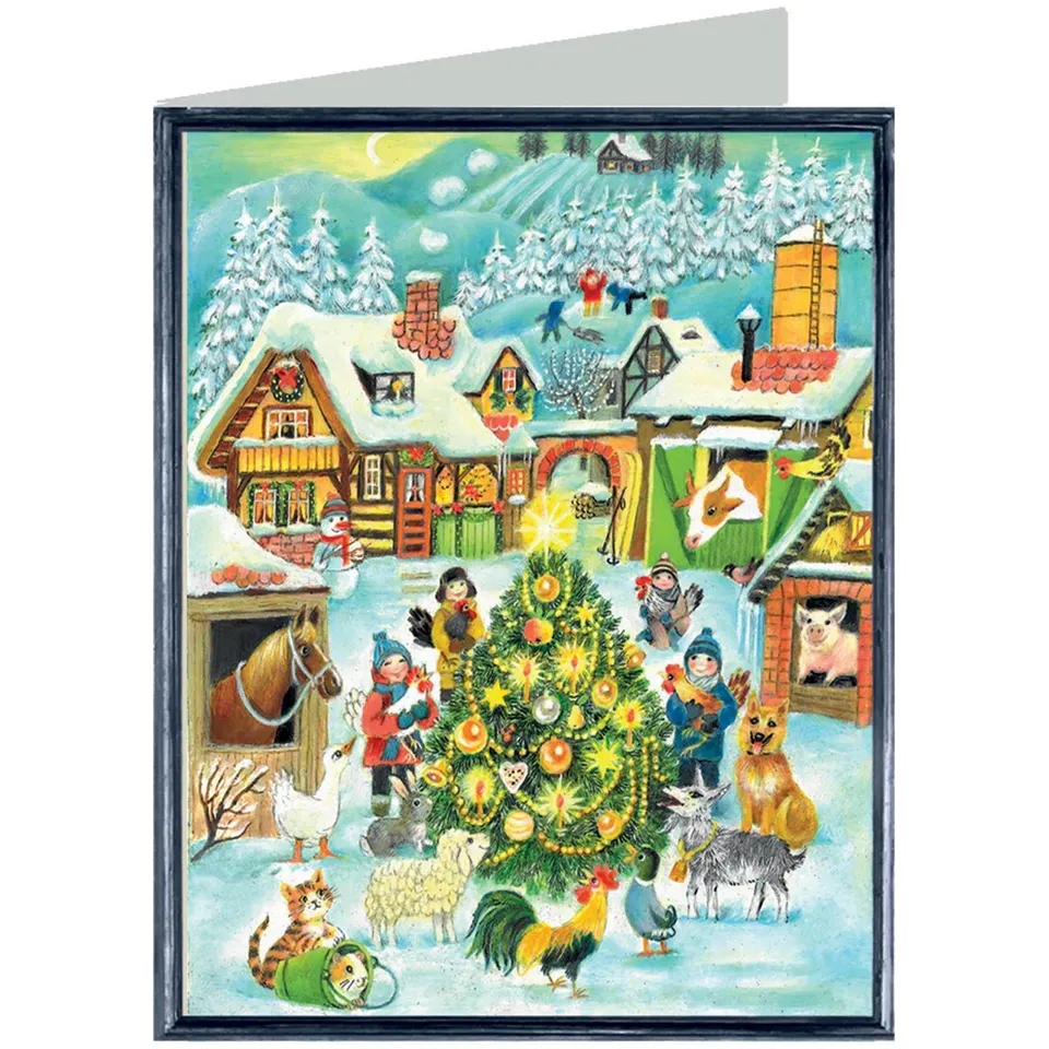 sellmer-verlag-weihnachtskarte-weihnachten-auf-dem-bauernhof-hochformat-b6 image 1