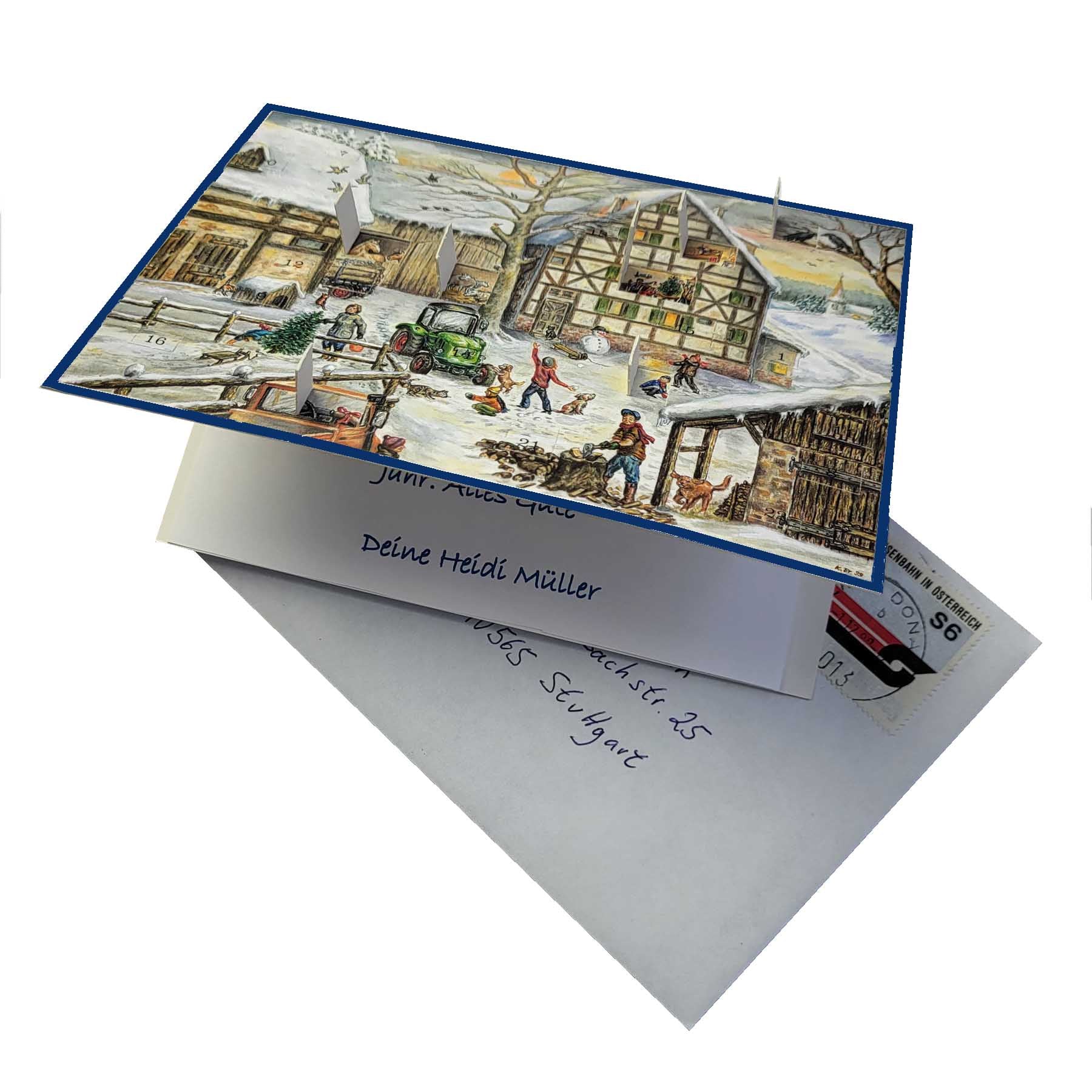 sellmer-verlag-postkarten-adventskalender-winter-auf-dem-bauernhof-a6-querformat image 2