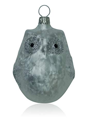 lauschaer-glas-christbaumschmuck-kleine-eule-eislack-wei-3-st-ck-mundgeblasen image 7