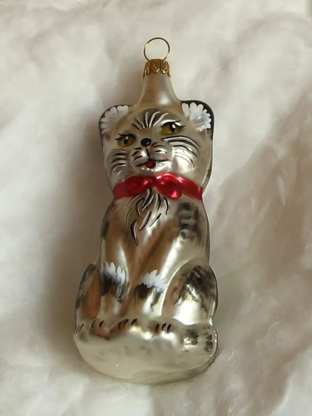 lauschaer-glas-gro-e-katze-wei-matt-grau-schwarz image 1