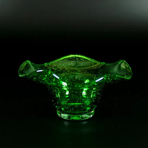 lauschaer-glas-kerzenhalter-schale-waldglas-13-cm-h-5-cm-mundgeblasen-handgeform image 1