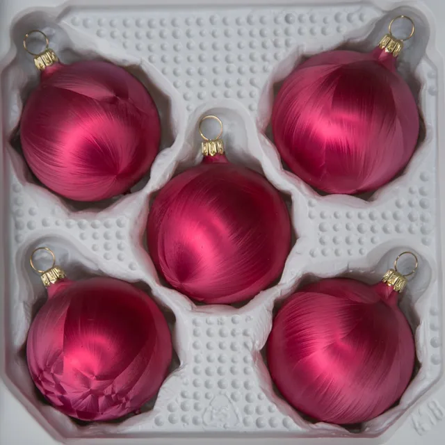 lauschaer-glas-christbaumkugeln-eislack-beere-5-st-ck-6-cm-mundgeblasen image 1