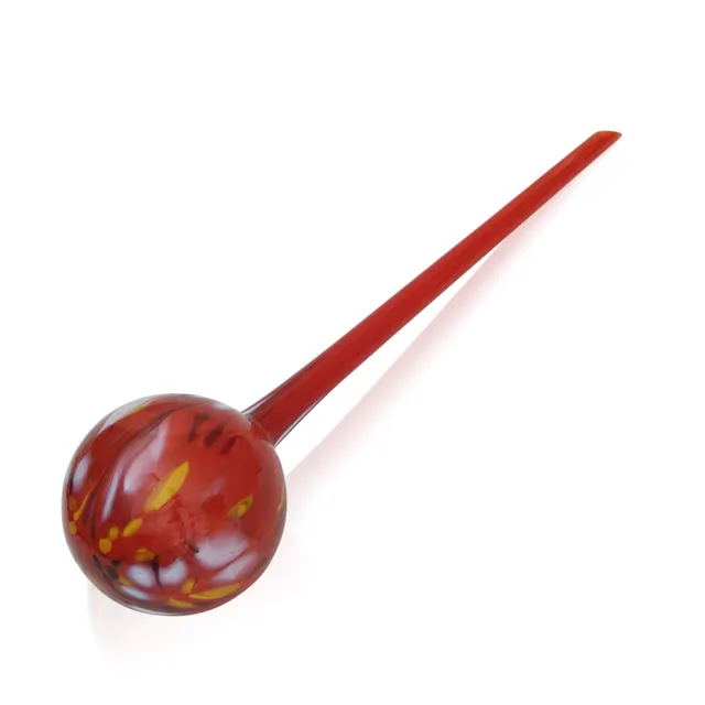 lauschaer-glas-blumendurstkugel-bew-sserungskugel-tomatenrot-d-8-9cm-l-32cm image 1