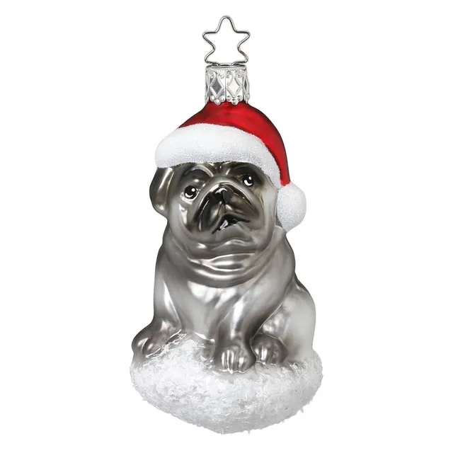 inge-glas-weihnachtsmops-christbaumschmuck-glas-10-5-cm-grau image 1