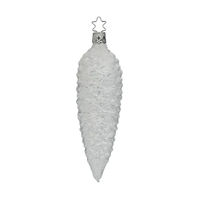inge-glas-glitzernder-zapfen-glas-tannenzapfen-13-5-cm-wei image 1