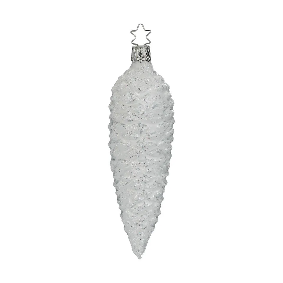 inge-glas-glitzernder-zapfen-glas-tannenzapfen-13-5-cm-wei image 1