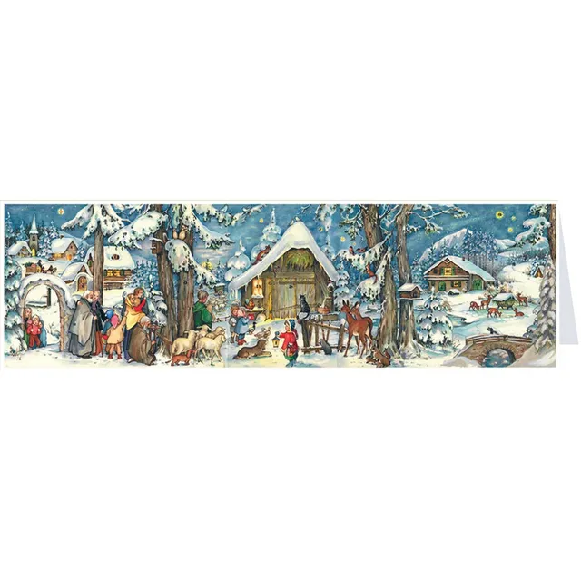 sellmer-verlag-postkarten-adventskalender-weihnachten-mit-den-tieren-midi-panora image 1