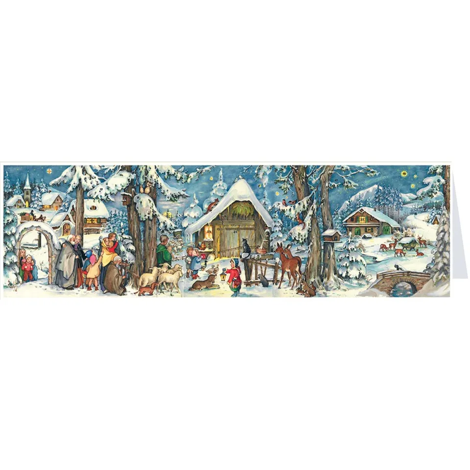 sellmer-verlag-postkarten-adventskalender-weihnachten-mit-den-tieren-midi-panora image 1
